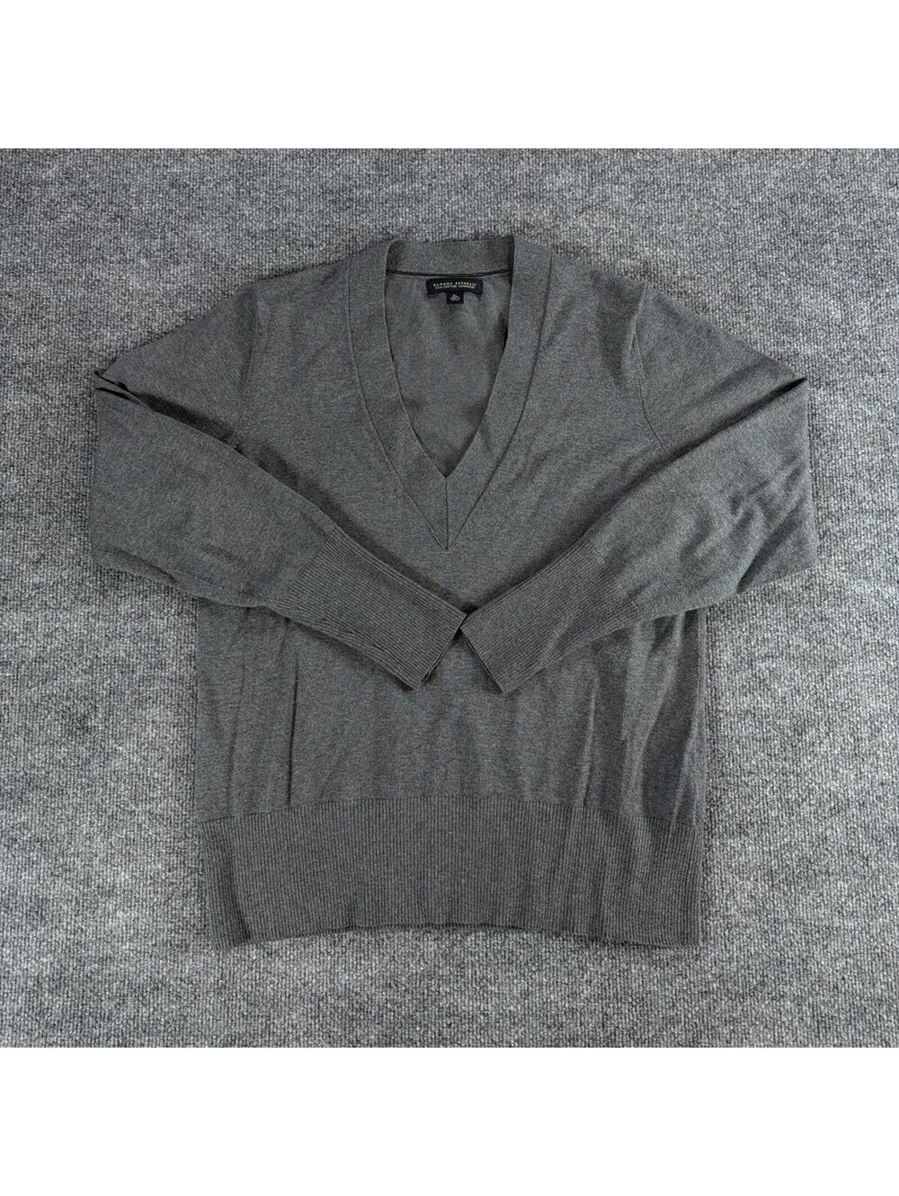 Banana‎ Republic Women's V-Neck Sweater Silk Cotton Cashmere XL Gray - Neutrals